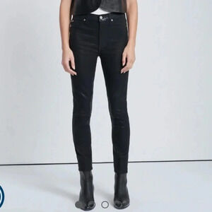 7FAM HIGH WAISTED SKINNY ANKLE BLACK COATED JEANS